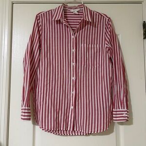 H&M Red and White Striped Casual Shirt